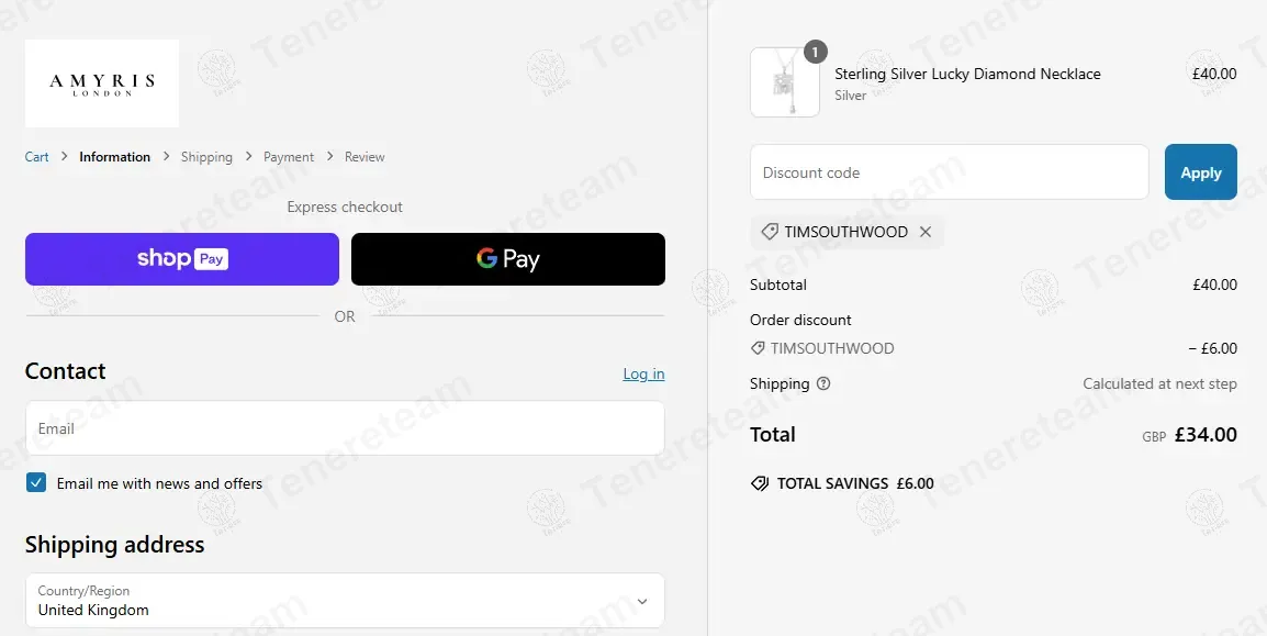 Amyris London coupon code: 15% off with TIMSOUTHWOOD. Tested and valid as 1 month ago.