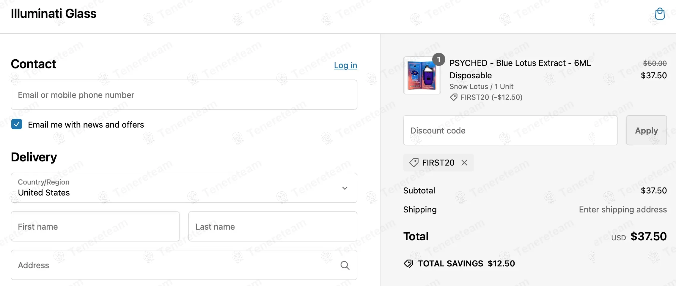 Illuminati Glass coupon code: 20% off with FIRST20. Tested and valid as 1 year ago.