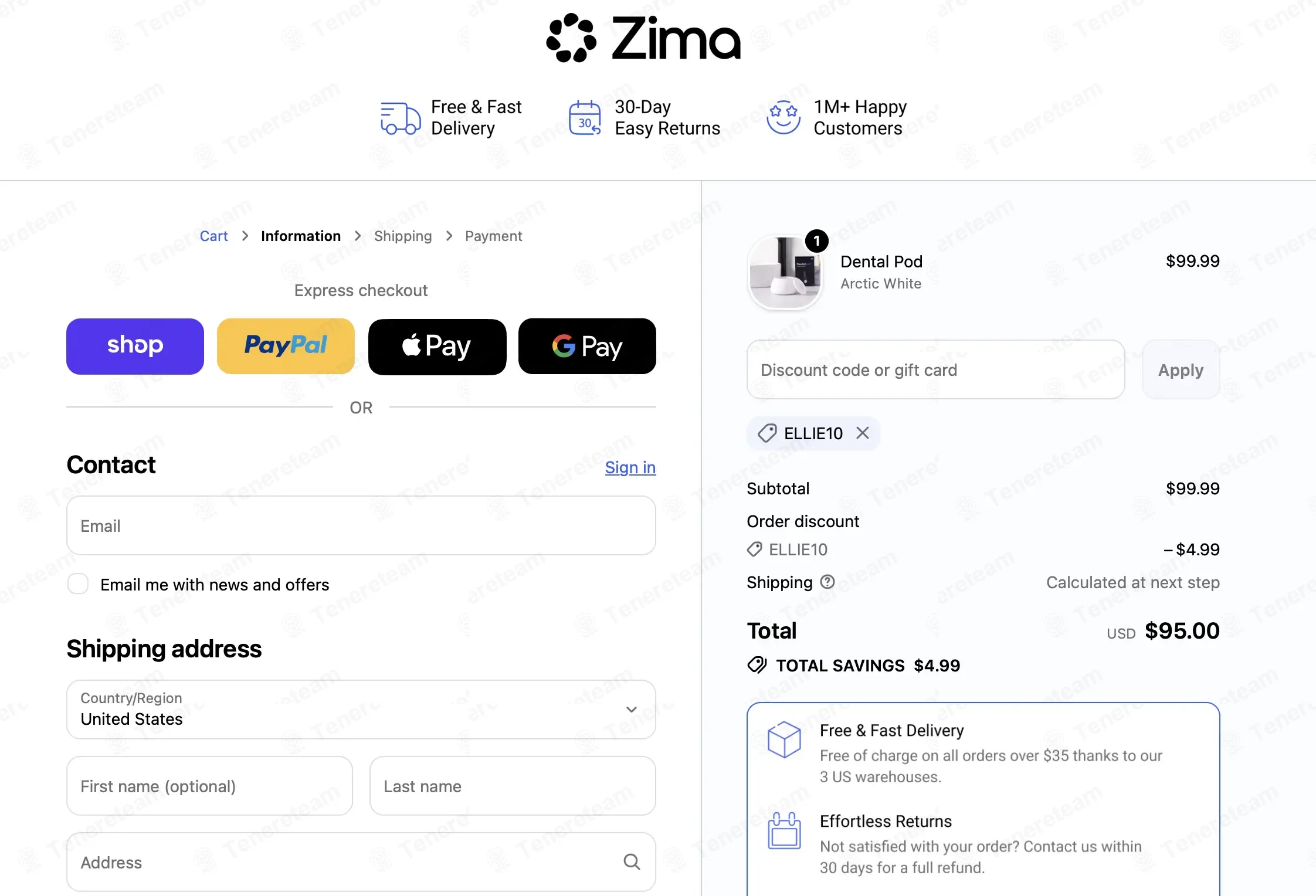 ZIMA DENTAL UK coupon code: 5% off with ELLIE10. Tested and valid as 3 weeks ago.