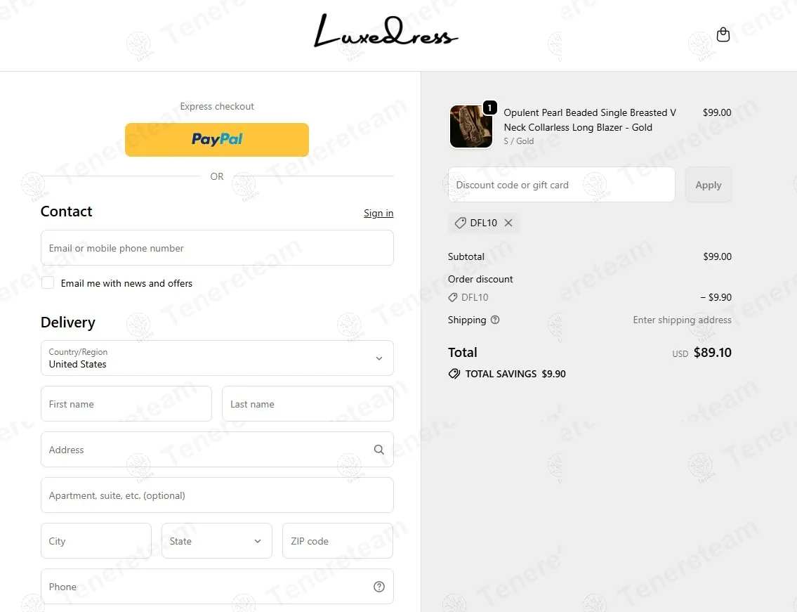 Luxedress coupon code: 10% off with DFL10. Tested and valid as 8 months ago.