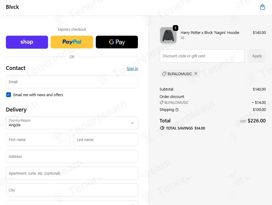 Blvck Paris coupon code: 10% off with BUFALOMUSIC. Tested and valid as 1 week ago.