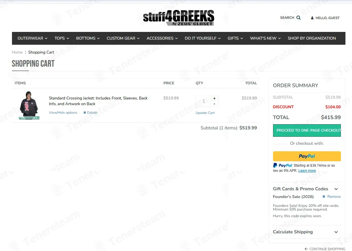 Stuff4Greeks coupon code: 20% off with FD20. Tested and valid as 1 month ago.