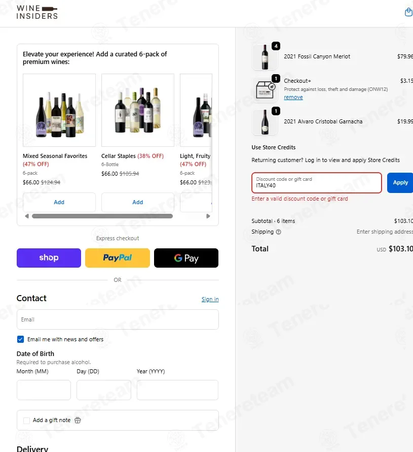 Wine Insiders coupon code: 40% off with ITALY40. Tested and valid as 1 day ago.