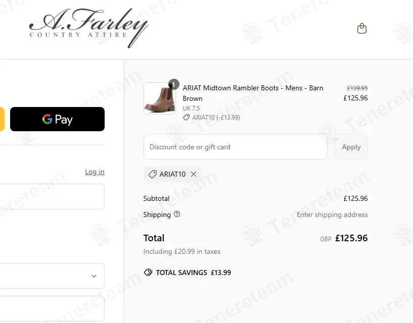 A Farley Country Attire coupon code: 10% off with ARIAT10. Tested and valid as 10 months ago.