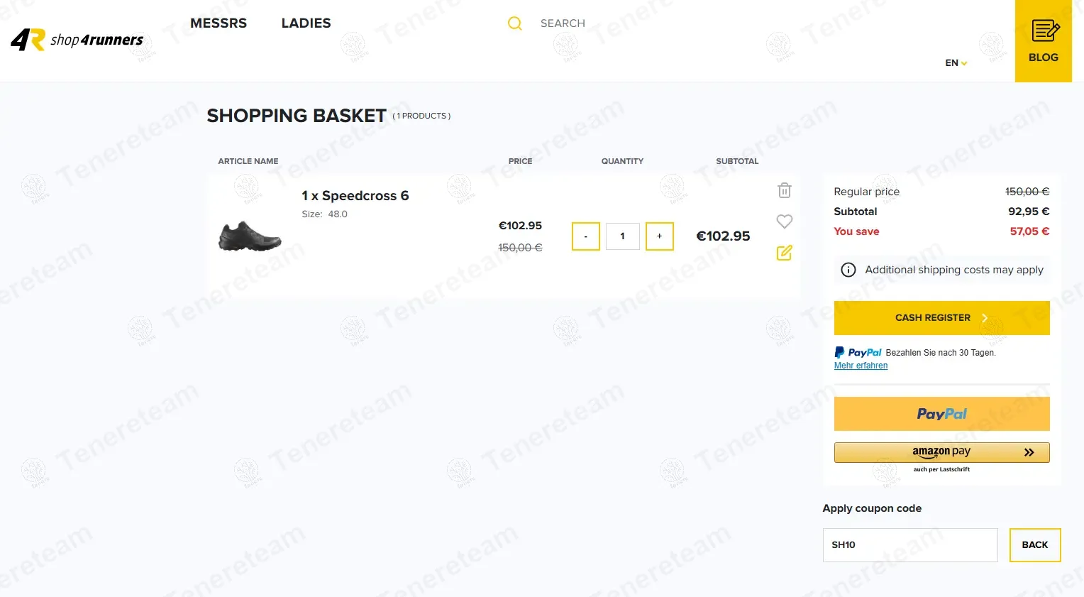 Shop4runners coupon code: ā¬10 off with SH10. Tested and valid as 1 year ago.