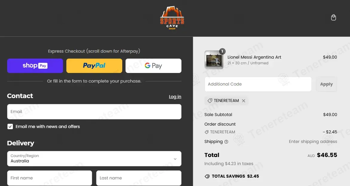Sports Cave Shop coupon code: 5% off with TENERETEAM. Tested and valid as 1 year ago.