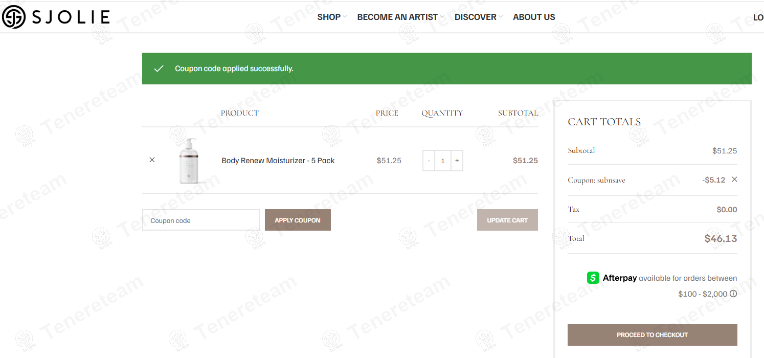 SJOLIE apply coupon code