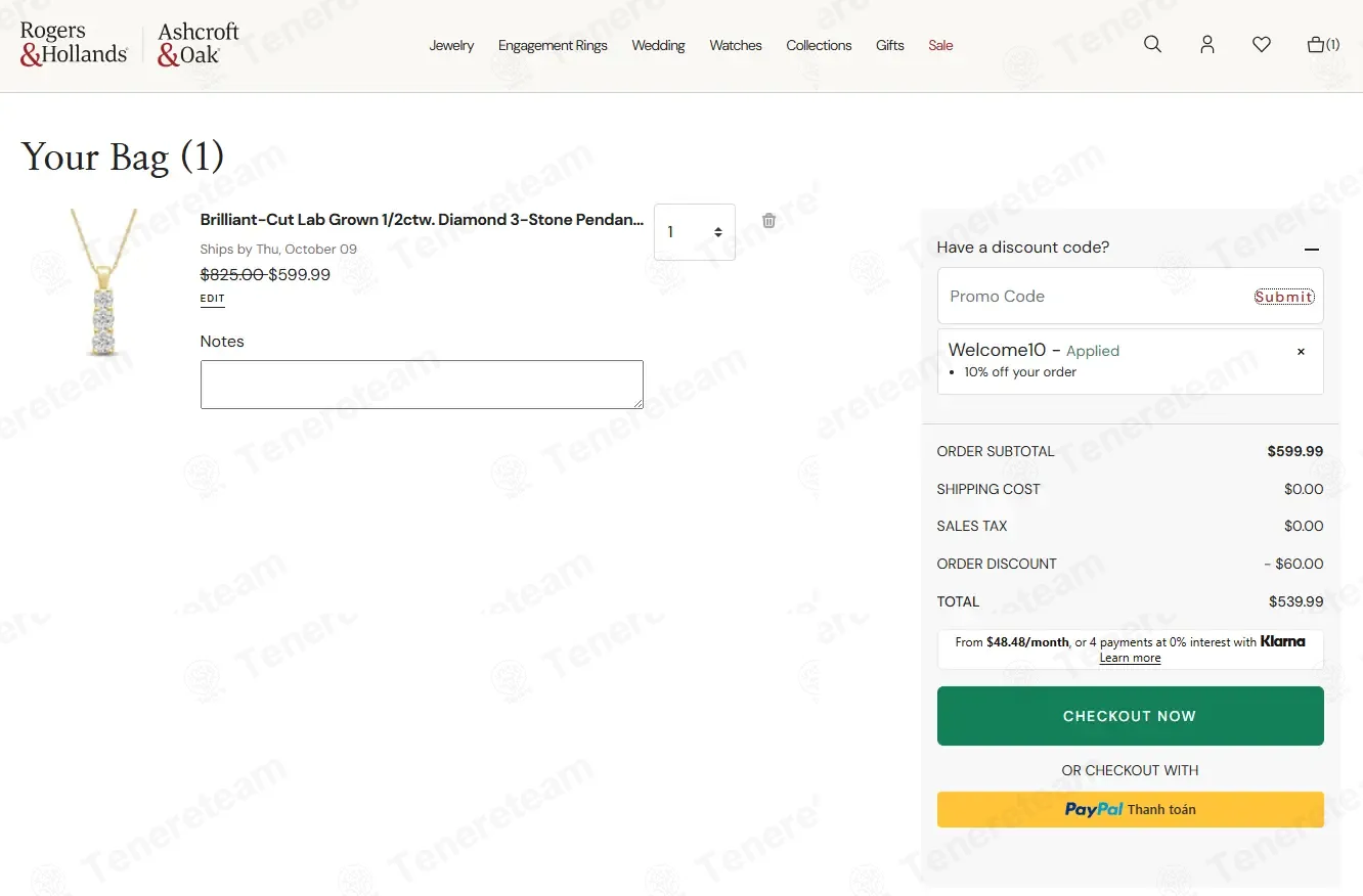 Rogers and Hollands apply coupon code