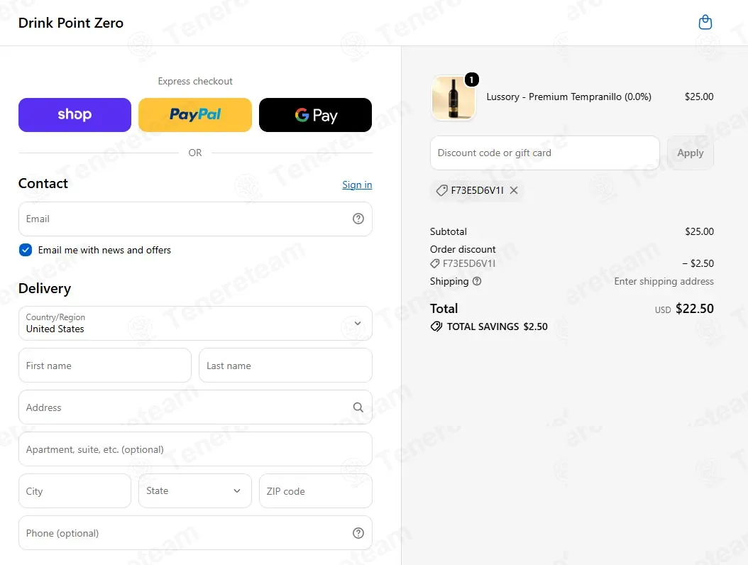 Drink Point Zero coupon code: 10% off with F73E5D6V1I. Tested and valid as 2 weeks ago.