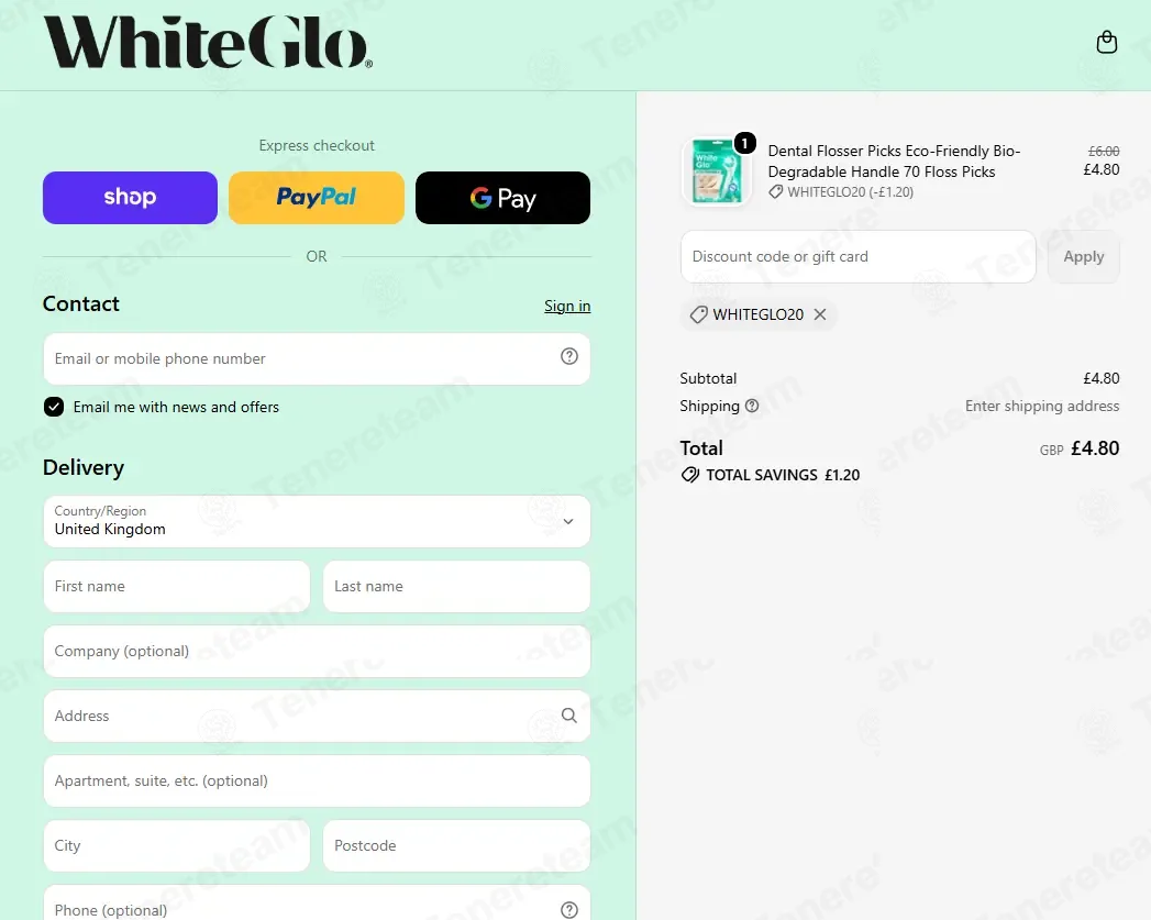 White Glo coupon code: 20% off with WHITEGLO20. Tested and valid as 1 week ago.