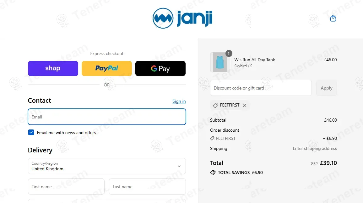 Janji UK apply coupon code