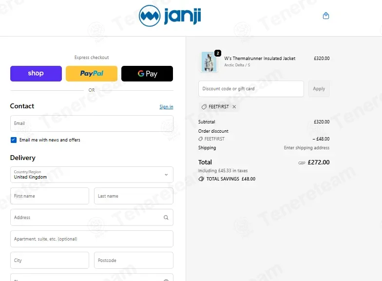 Janji UK coupon code: 15% off with FEETFIRST. Tested and valid as 3 weeks ago.