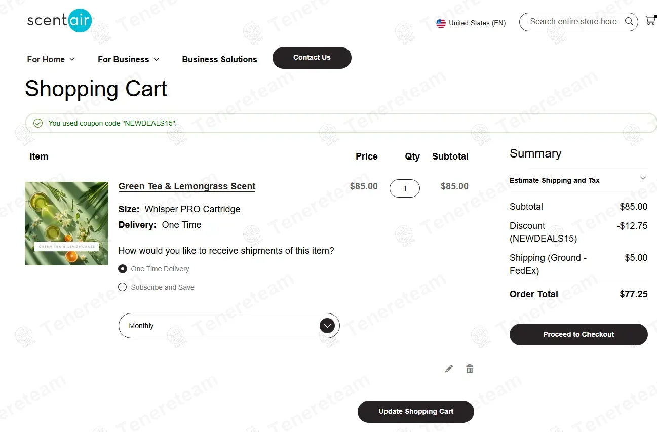 ScentAir coupon code: 15% off with NEWDEALS15. Tested and valid as 11 months ago.