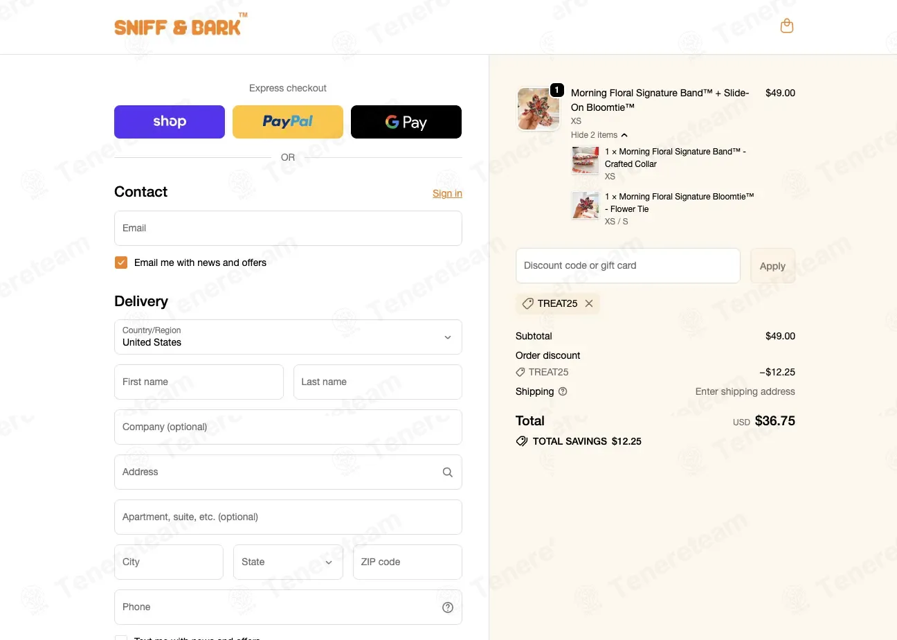 Sniff and Bark apply coupon code