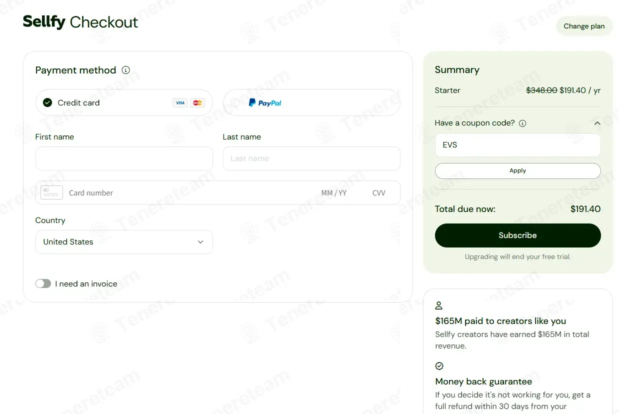 Sellfy apply coupon code
