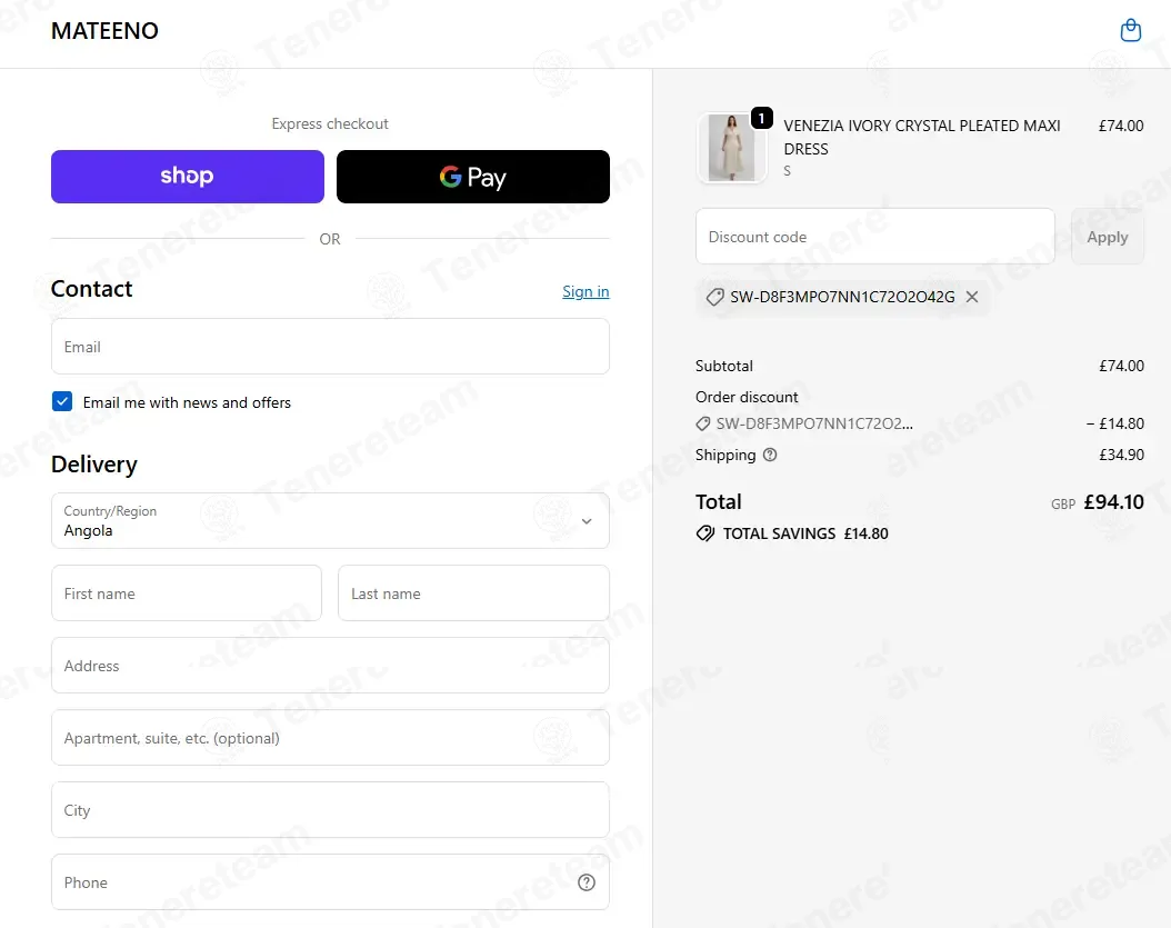 Mateeno coupon code: 20% off with SW-D8F3MPO7NN1C72O2O42G. Tested and valid as 1 month ago.