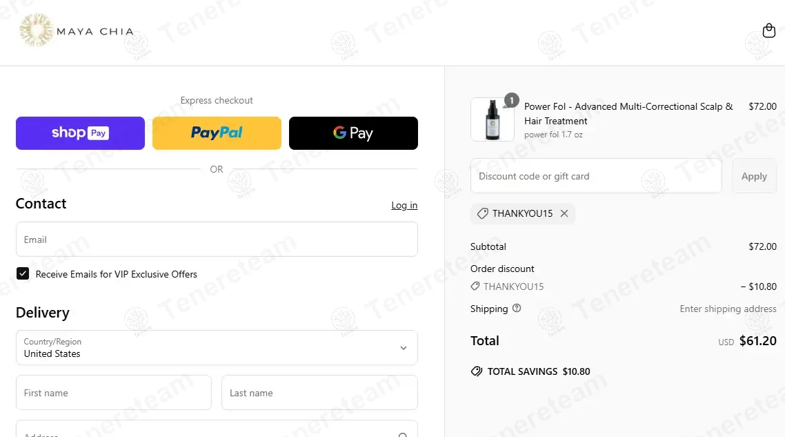 Maya Chia coupon code: 15% off with THANKYOU15. Tested and valid as 1 year ago.