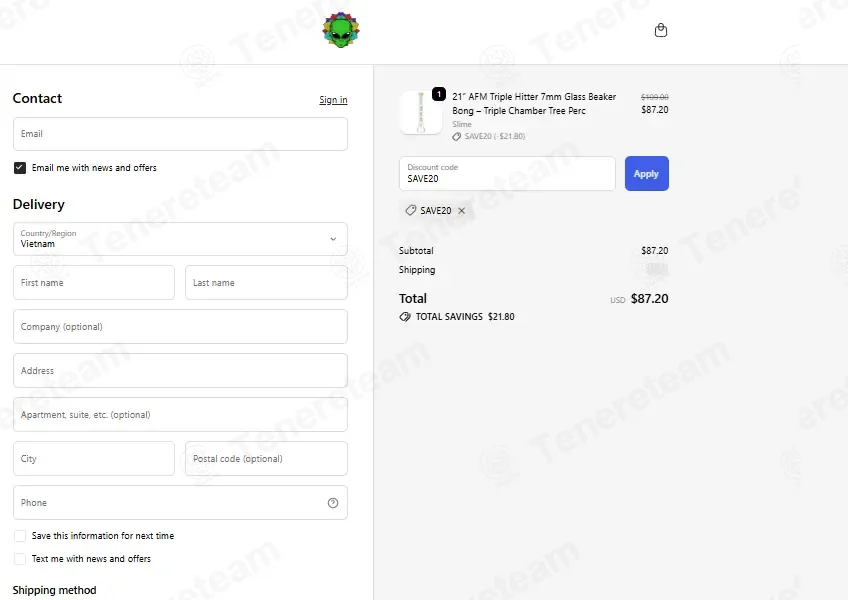Smoke AFM coupon code: 20% off with SAVE20. Tested and valid as 1 month ago.