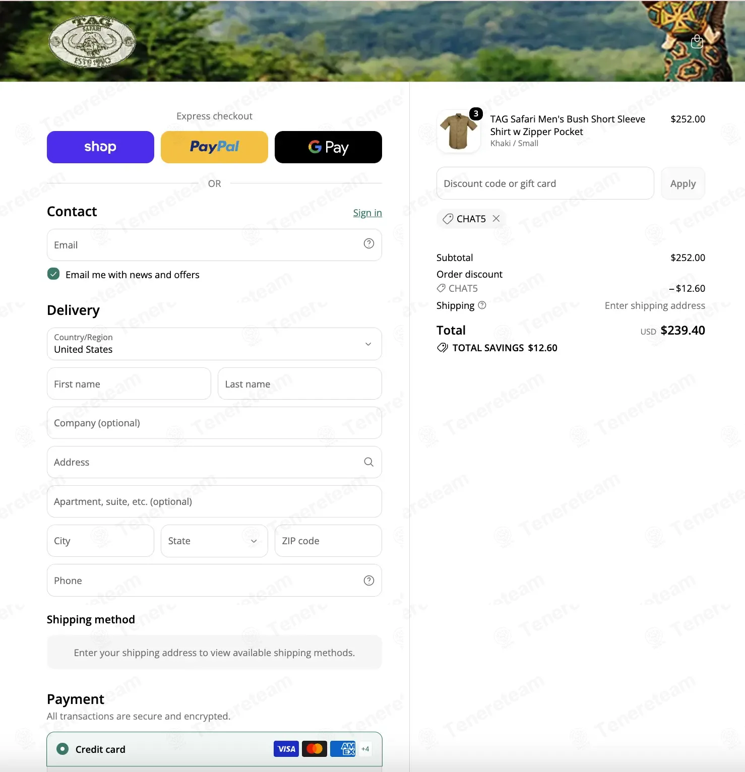 Tag Safari apply coupon code