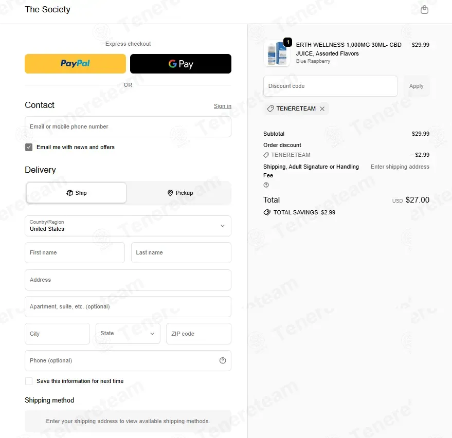 The Vape Society CBD coupon code: 10% off with TENERETEAM. Tested and valid as 1 month ago.