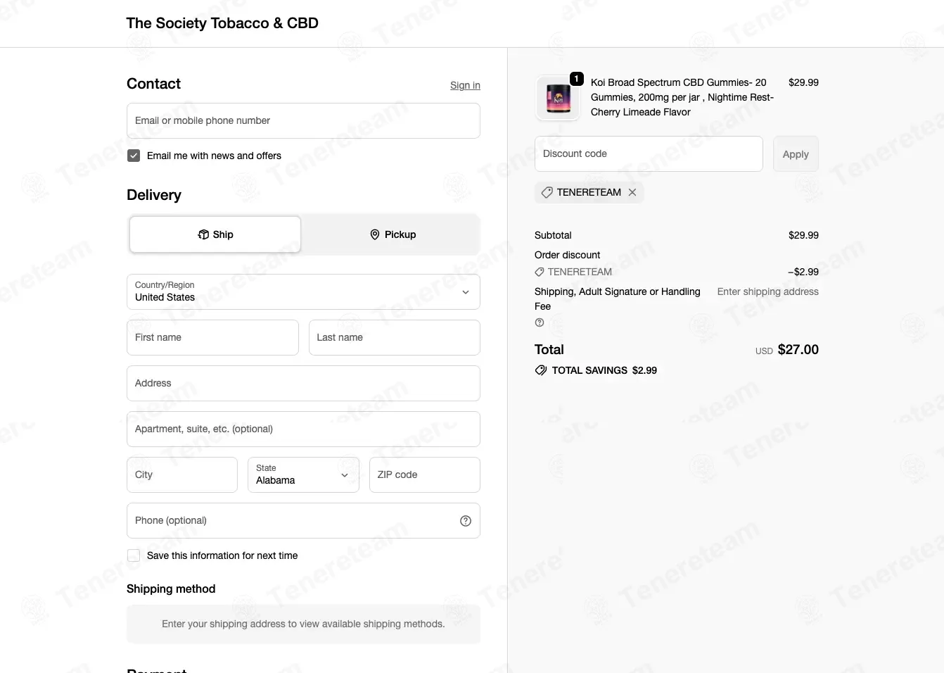 The Vape Society CBD coupon code: 10% off with TENERETEAM. Tested and valid as 1 month ago.