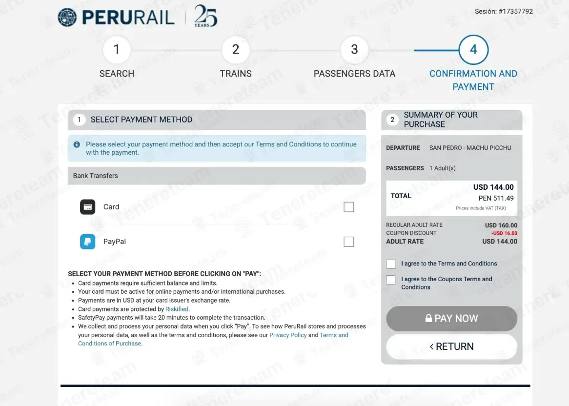 Perurail coupon code: 10% off with PISCO. Tested and valid as 1 day ago.