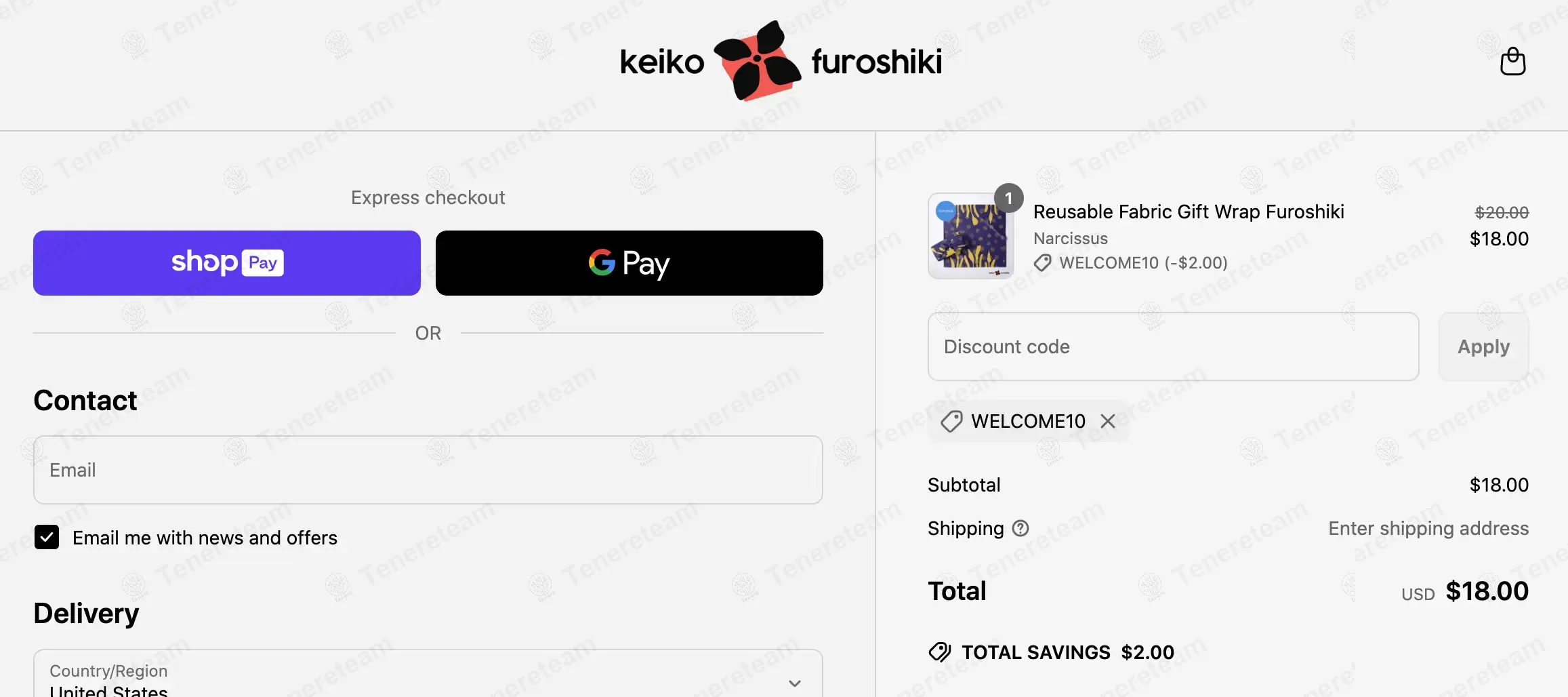 Keiko Furoshiki coupon code: 10% off with WELCOME10. Tested and valid as 1 year ago.