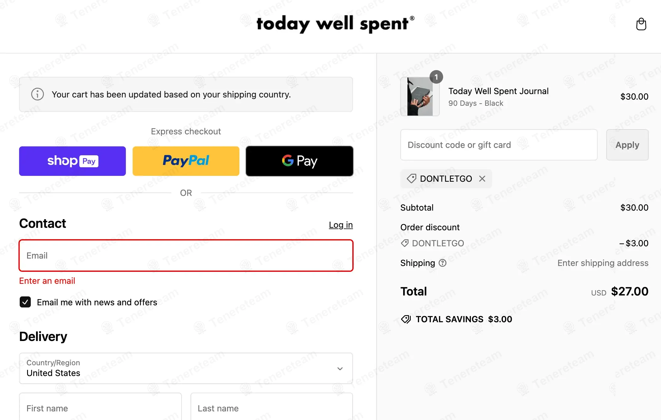 Today Well Spent coupon code: 10% off with DONTLETGO. Tested and valid as 2 months ago.