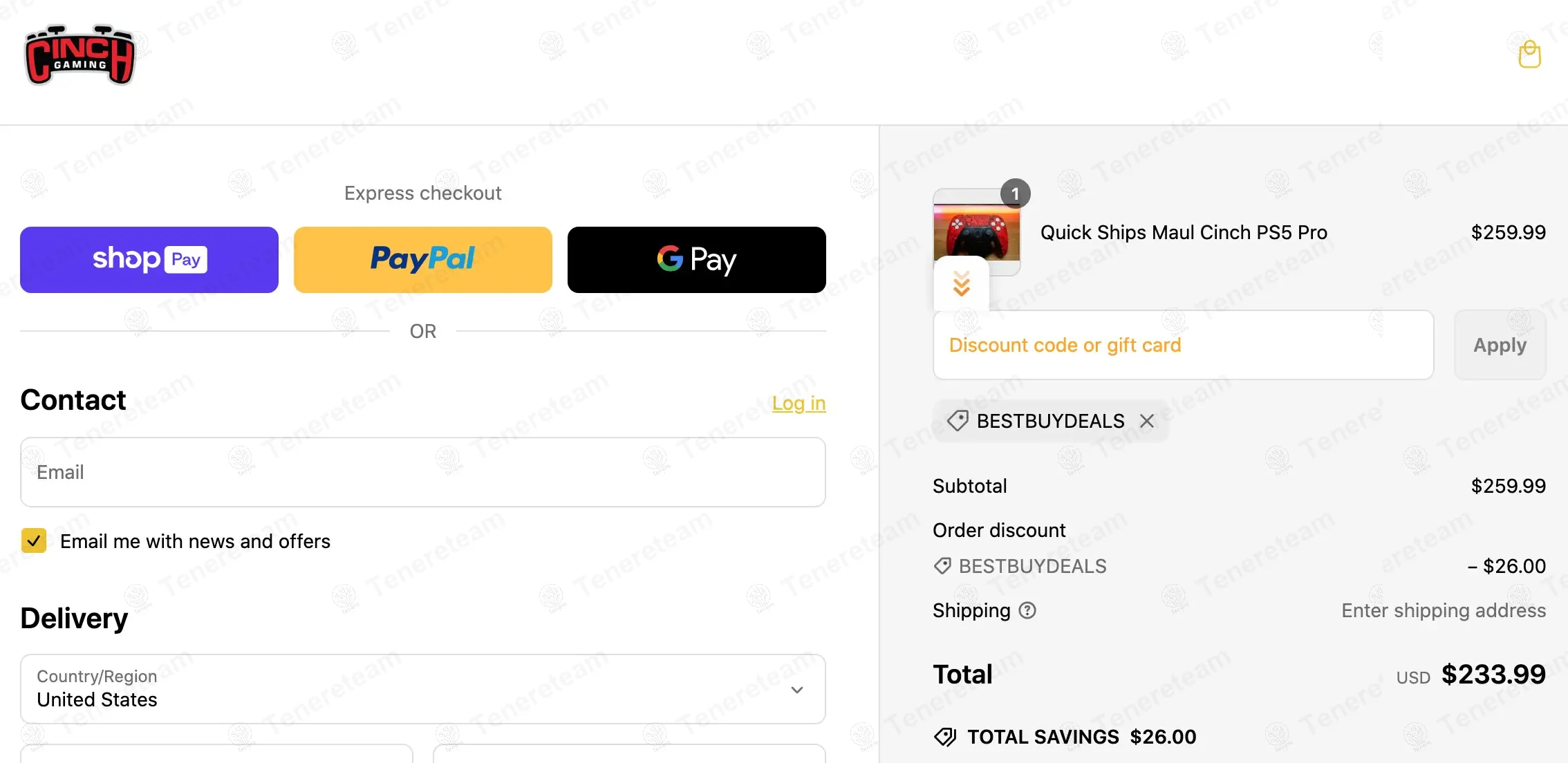 Cinch Gaming coupon code: 10% off with bestbuydeals. Tested and valid as 1 week ago.