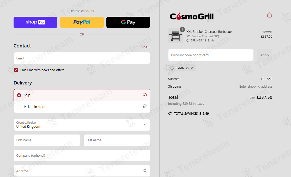 CosmoGrill coupon code: 5% off with SPRING5. Tested and valid as 1 year ago.