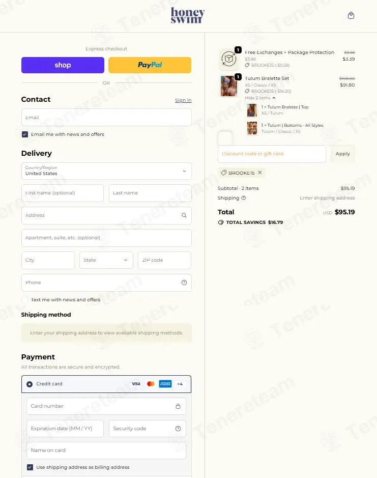 Honey Swim coupon code: 15% off with BROOKE15. Tested and valid as 4 months ago.