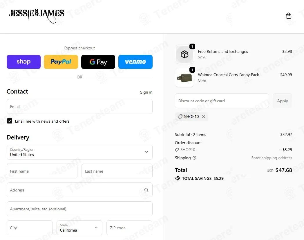 Jessie James Handbags coupon code: 10% off with SHOP10. Tested and valid as 3 weeks ago.