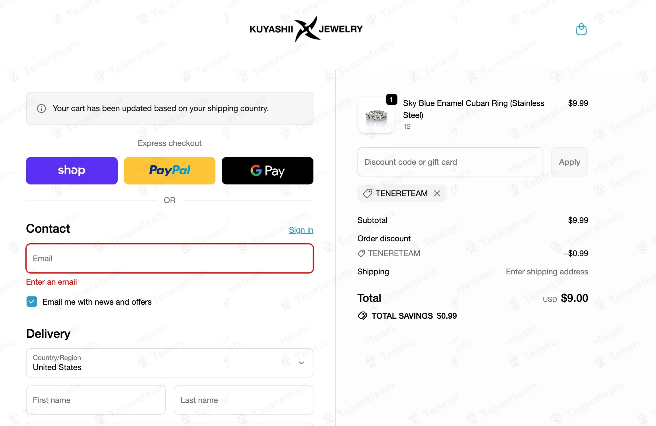Kuyashii Jewelry coupon code: 10% off with TENERETEAM. Tested and valid as 9 months ago.