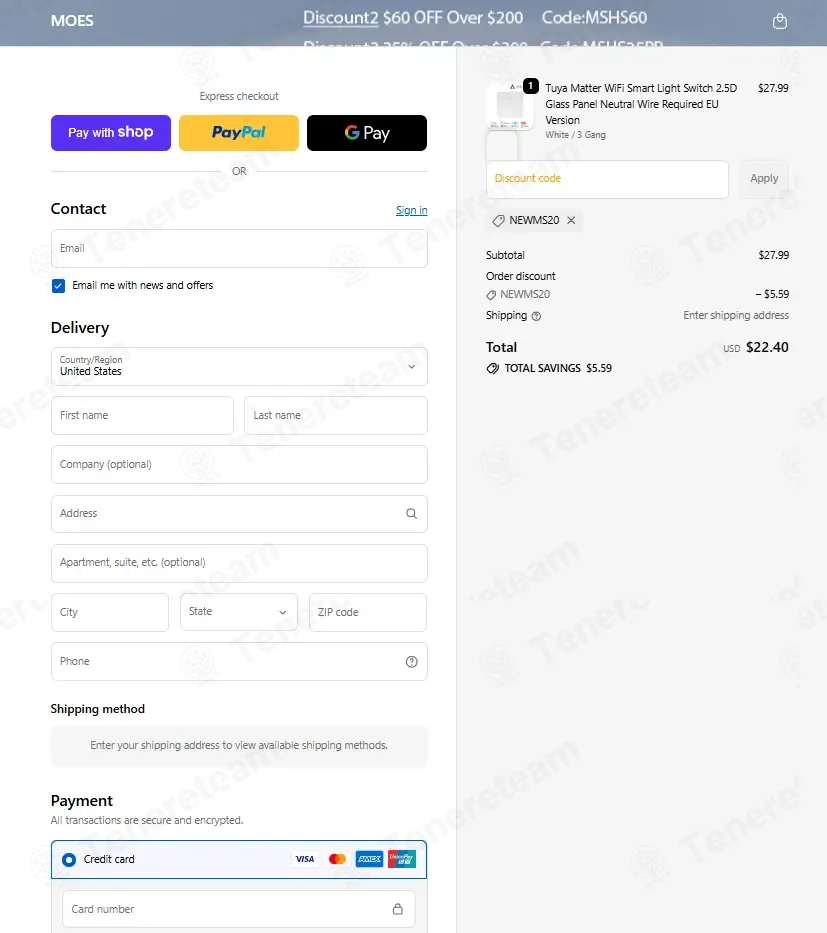 Moeshouse coupon code: 20% off with NEWMS20. Tested and valid as 3 weeks ago.
