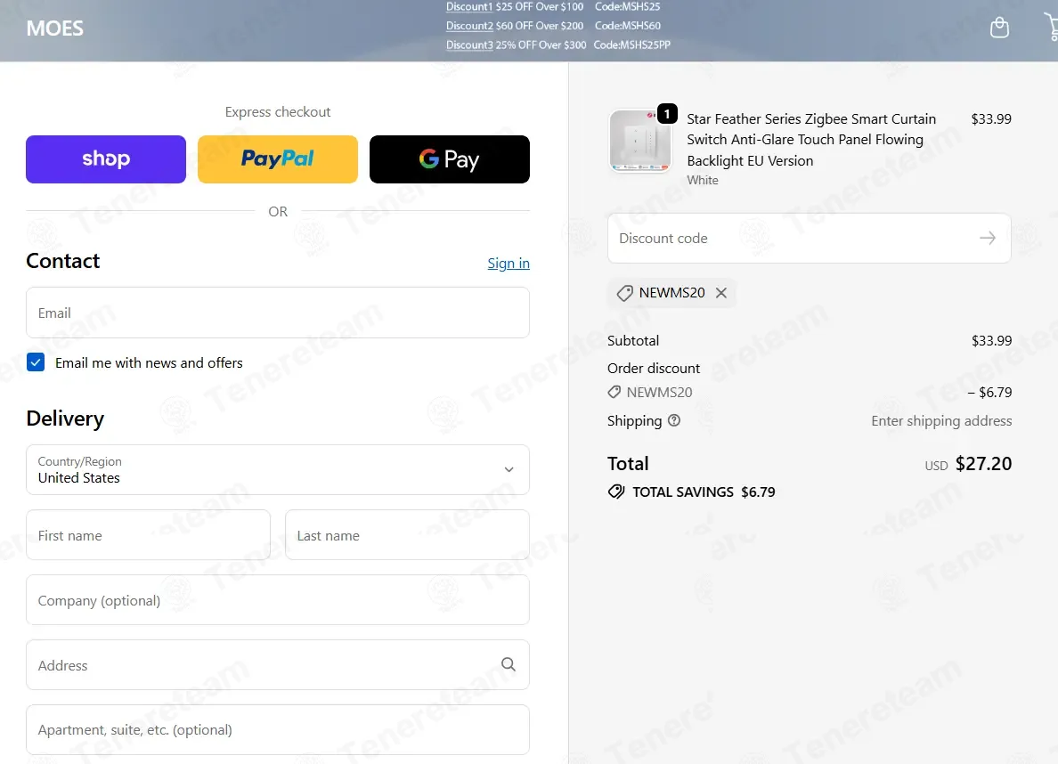 Moeshouse coupon code: 20% off with NEWMS20. Tested and valid as 3 weeks ago.