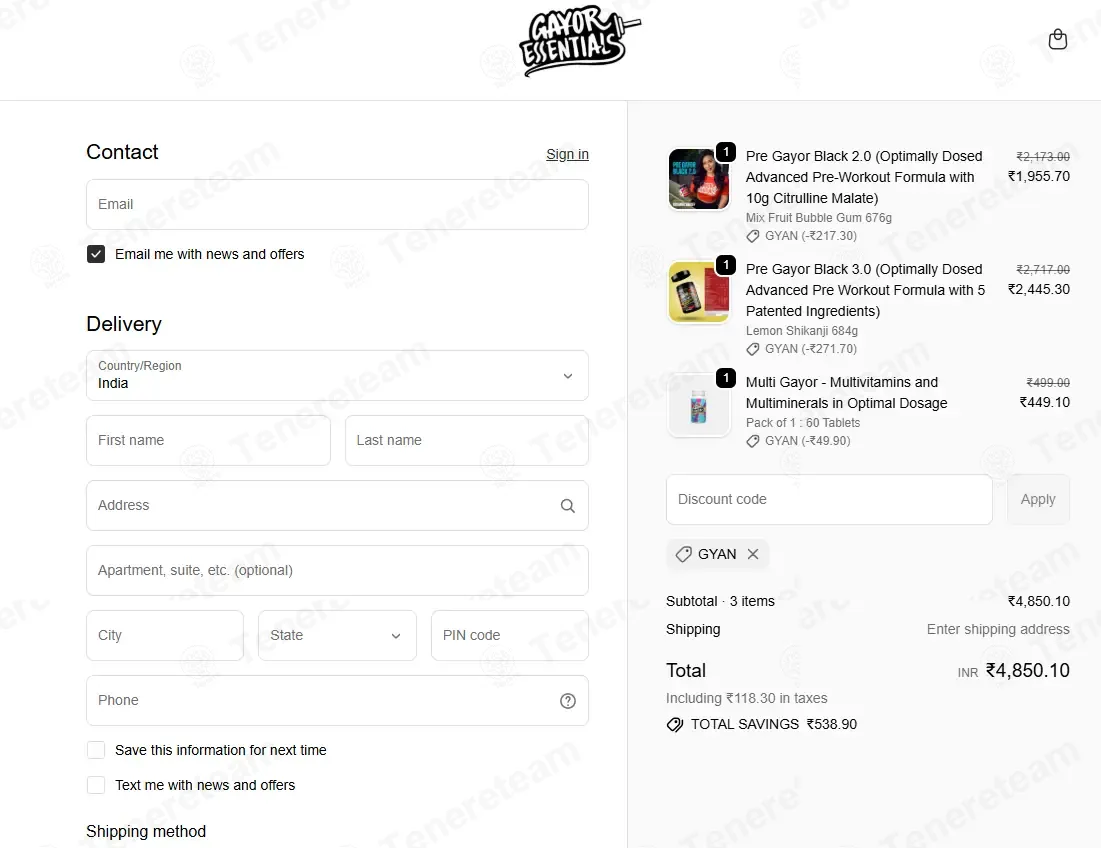 Gayor Essentials coupon code: 10% off with GYAN. Tested and valid as 6 months ago.