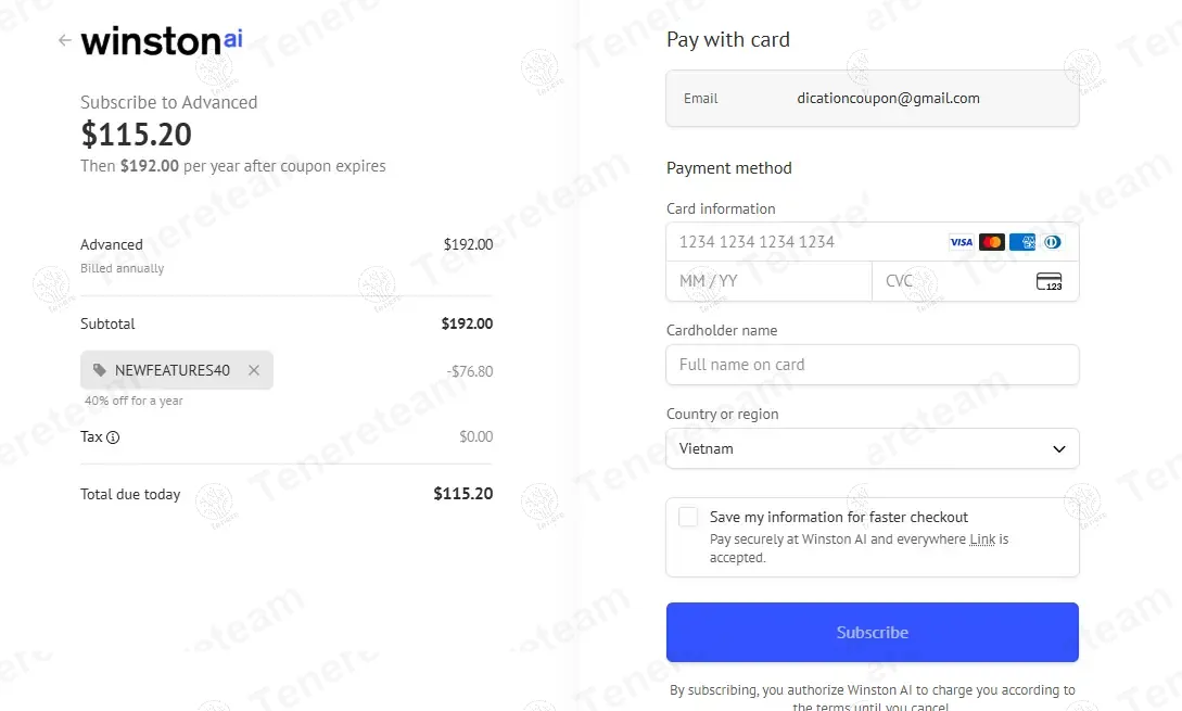 Winston AI apply coupon code