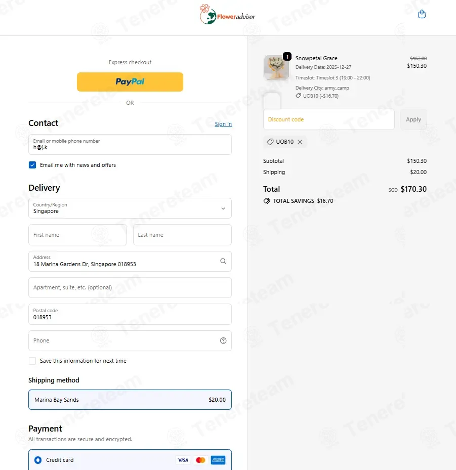FlowerAdvisor SG coupon code: 10% off with UOB10. Tested and valid as 1 month ago.