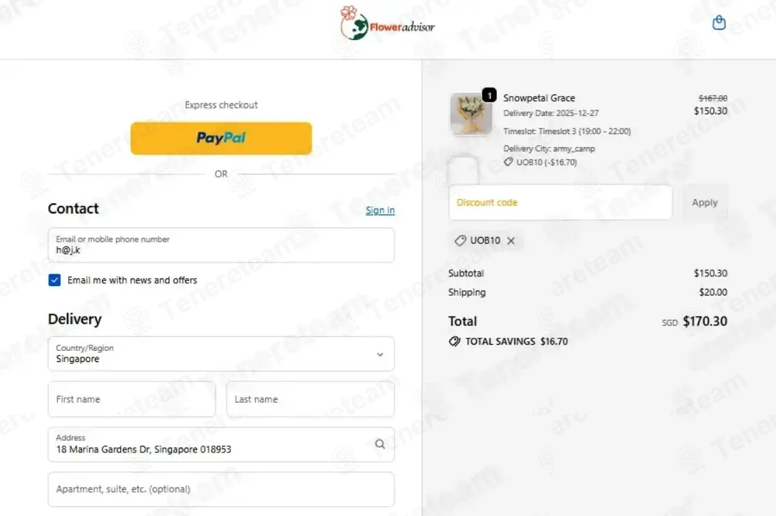 FlowerAdvisor SG coupon code: 10% off with UOB10. Tested and valid as 1 month ago.