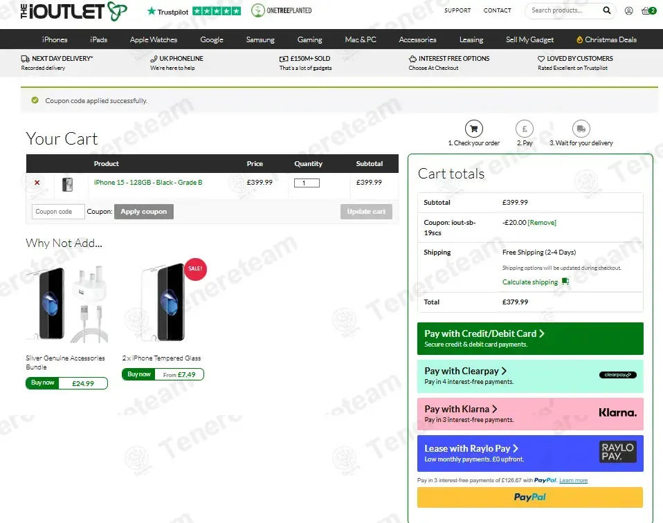 The iOutlet apply coupon code