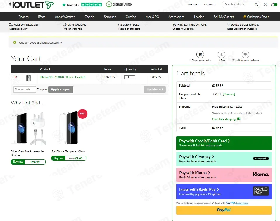 The iOutlet coupon code: £20 off with iout-sb-19scs. Tested and valid as 21 hours ago.