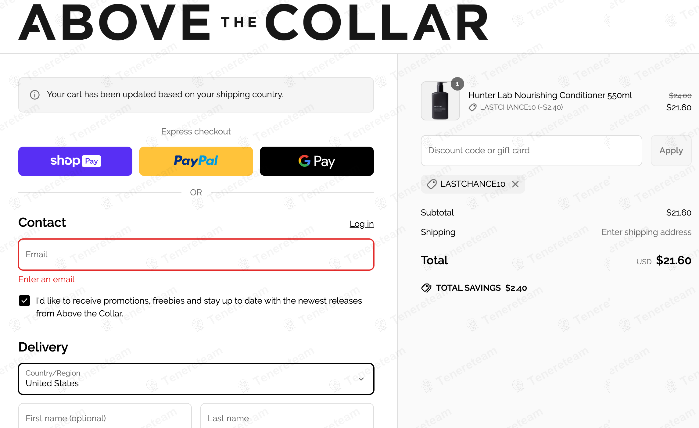 Above The Collar coupon code: 10% off with LASTCHANCE10. Tested and valid as 1 year ago.