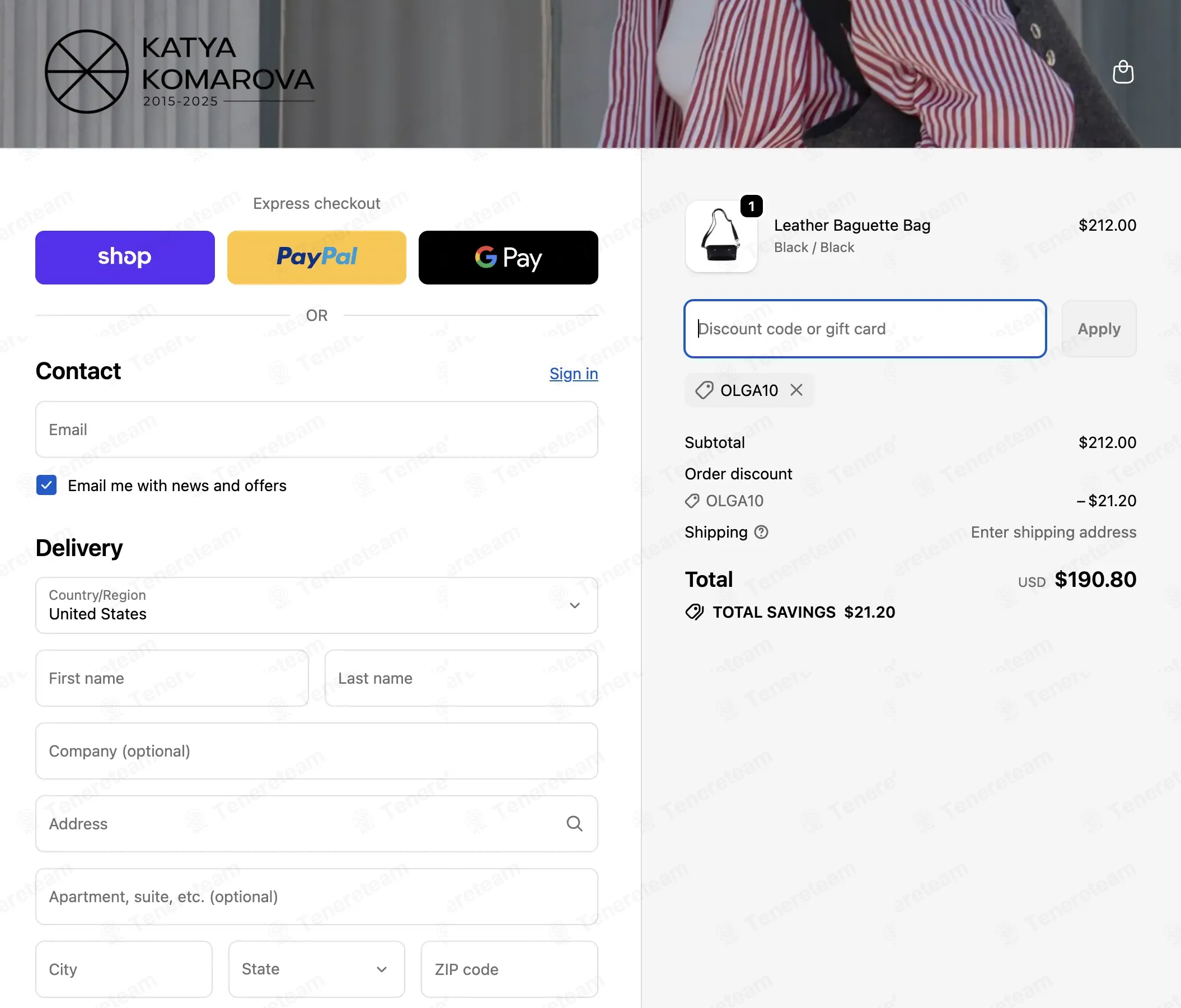 Katya Komarova coupon code: 10% off with OLGA10. Tested and valid as 9 months ago.