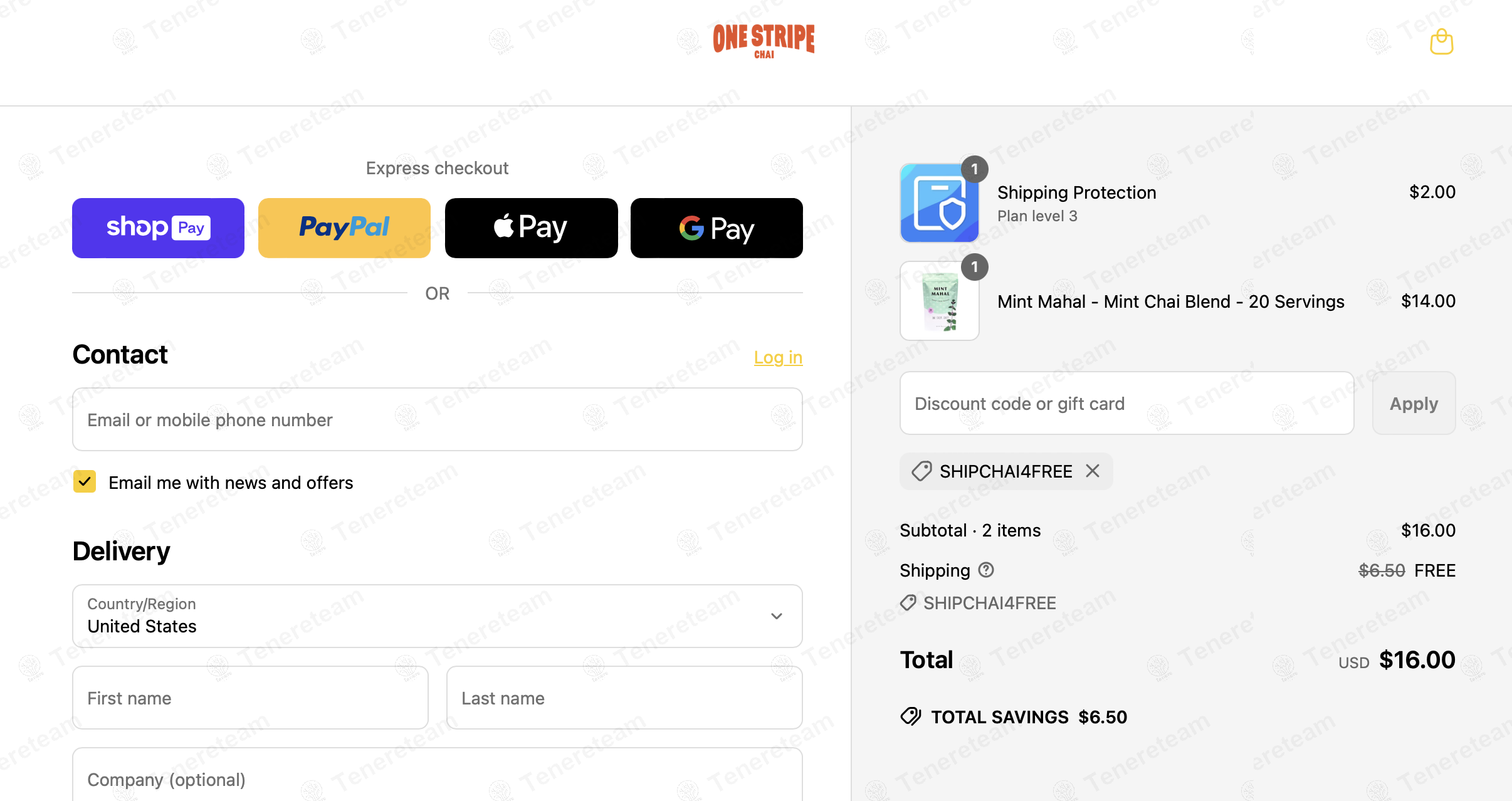 One Stripe Chai Co coupon code: Sale off with shipchai4free. Tested and valid as 1 year ago.