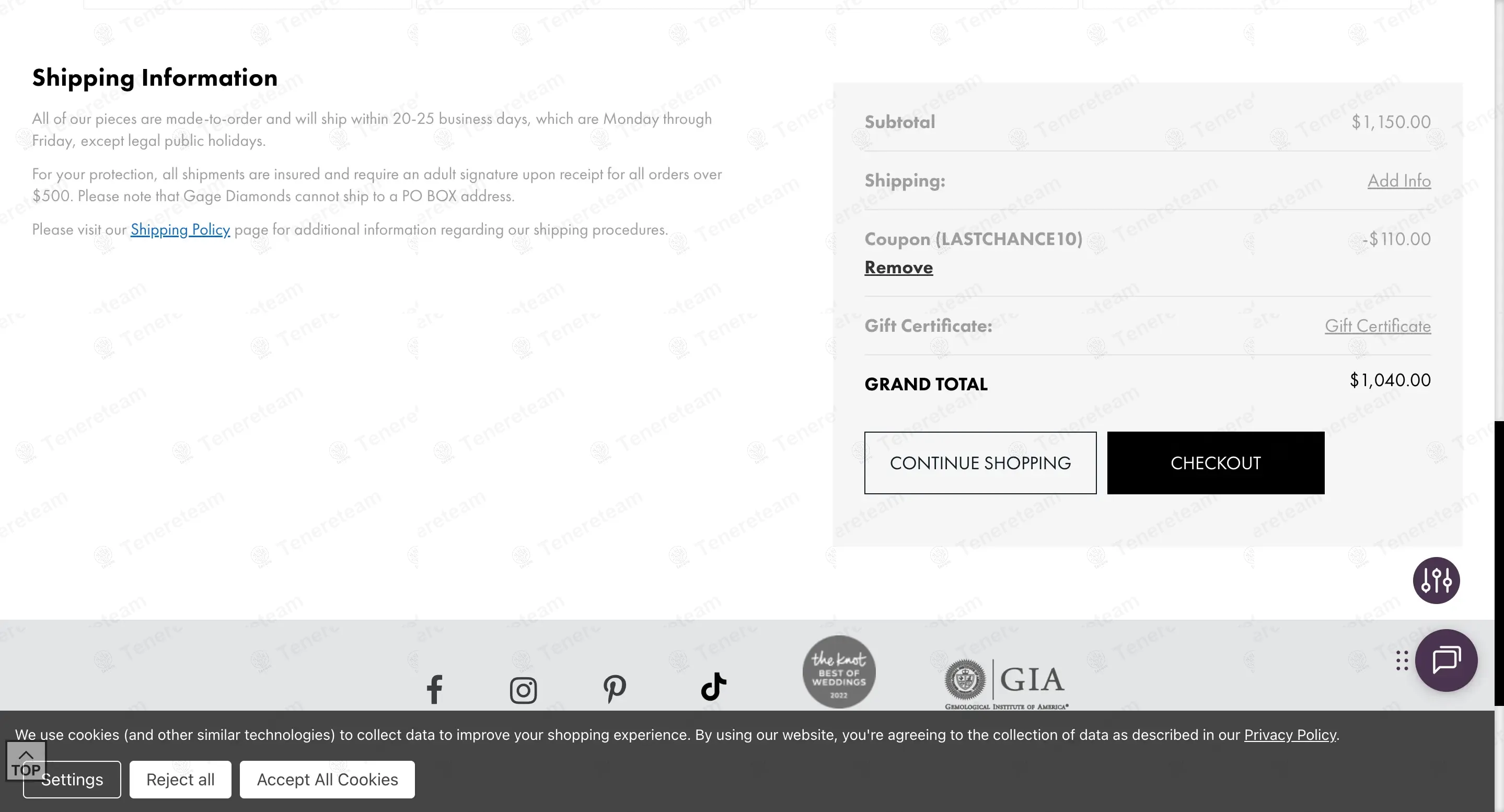 Gage Diamonds apply coupon code