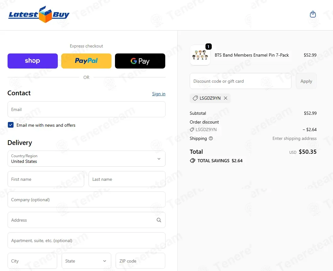 LatestBuy coupon code: 5% off with LSGDZ9YN. Tested and valid as 1 month ago.