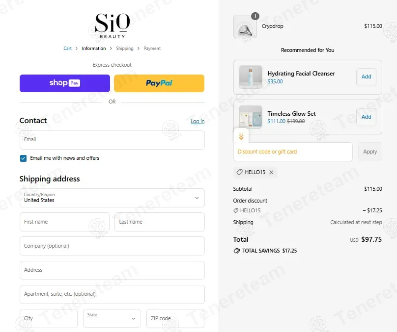 Sio Beauty apply coupon code