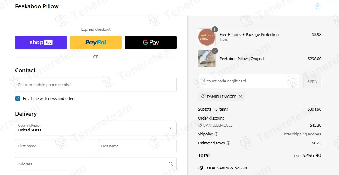 Peekaboo Pillow coupon code: 15% off with DANIELLEMCGEE. Tested and valid as 1 year ago.