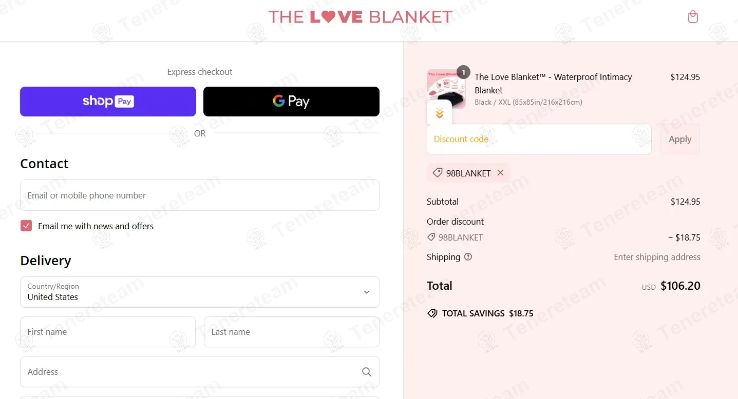 The Love Blanket apply coupon code