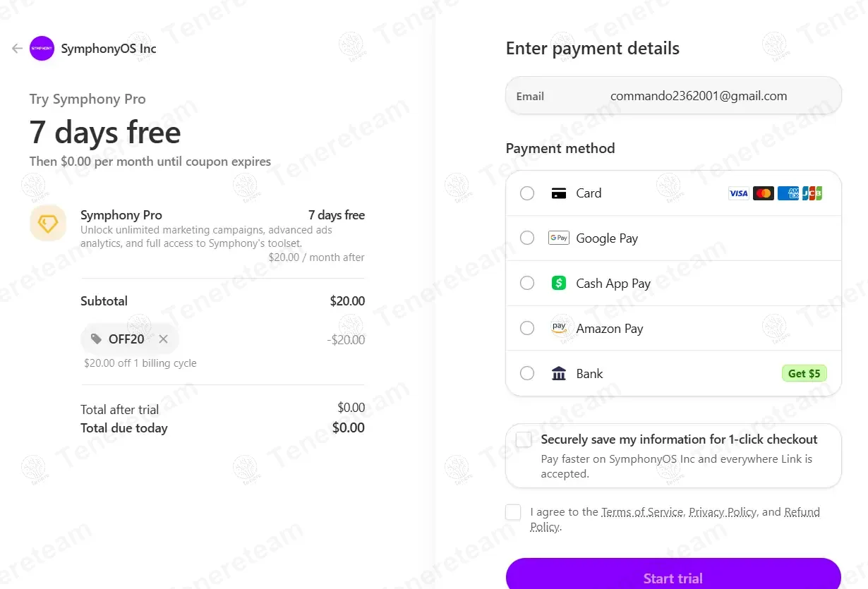 SymphonyOS apply coupon code